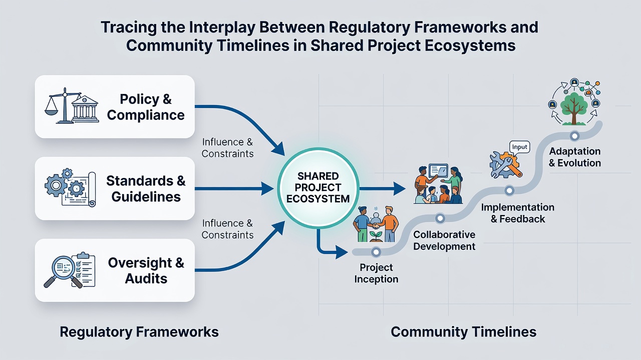 Timeline chart showing project milestones intersecting with regulatory deadlines